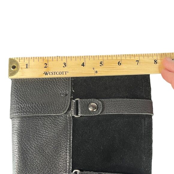 Circa Joan & David Black Leather Suede Knee High Tall Boots WOMENS SIZE 6.5 Moto - Picture 4 of 13